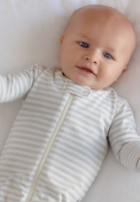 Cream striped onesies for babies at folia in south dartmouth, ma