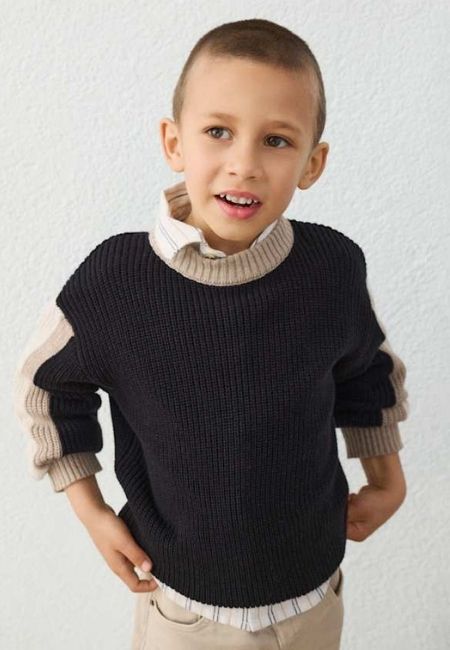 Black and tan color block sweaters for boys at folia in south dartmouth, ma