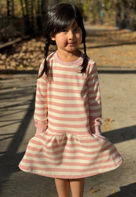 Fall pink striped dresses for girls at folia in south dartmouth, ma